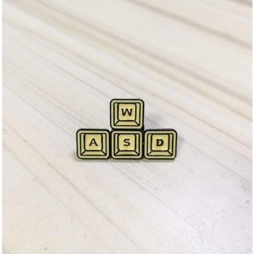 Letter WASD keyboard enamel pin game tablets brooches gift game icon Denim Pin badge button enamel lapel pins for clothes