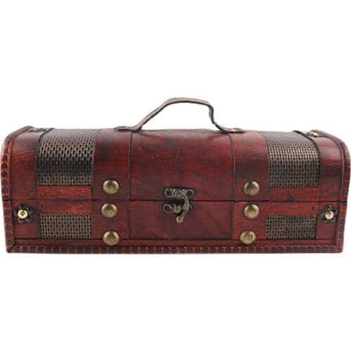 Wooden Treasure Decorative Box with Straps Old-Fashioned Antique Vintage Wine Storage Box for Birthday Party Wedding Decoration
