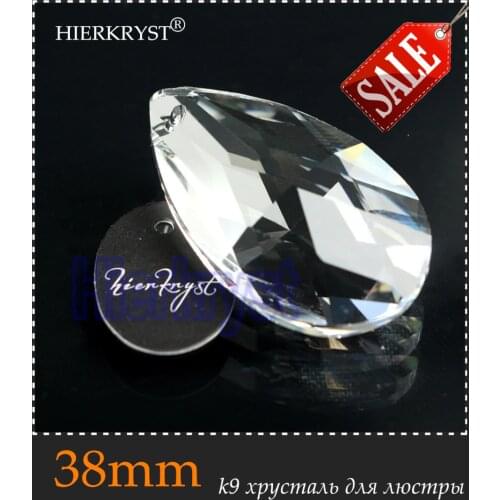 HIERKYST 100 pcs K9 Glass Crystal Prisms Pendants Chandeliers Parts Lustres Rainbow Lamp Lighting Hang Drops 38mm 1.49" #2245-1E