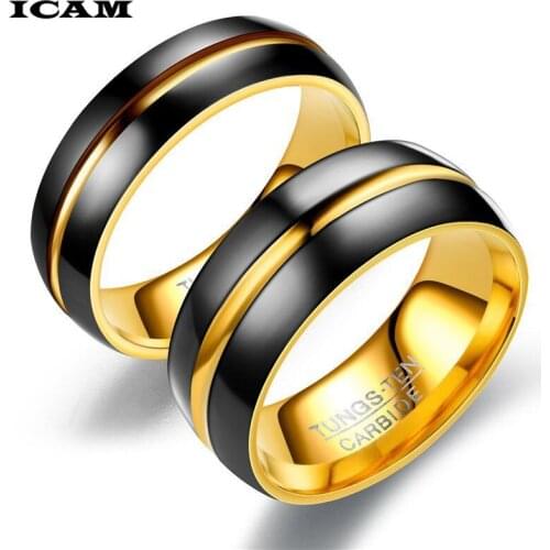 ICAM 8MM Tungsten Rings Classic Wedding Rings For Women Mens Engagement Rings Engraving Tungsten Jewelry Party Ring