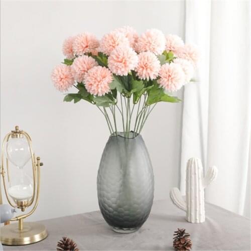2 Heads 1 Bunch Artificial Flower Silk Ball Chrysanthemum Home Wedding Decoration Diy Christmas Gift Living Room Fake Plants