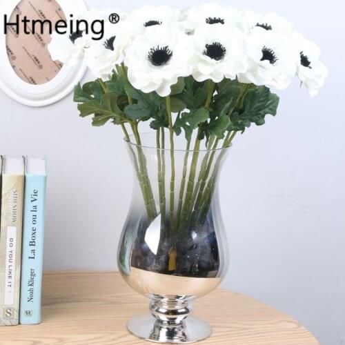 Anemone artificial flower real touch silk poppies flowers for wedding bouquet home office decoration