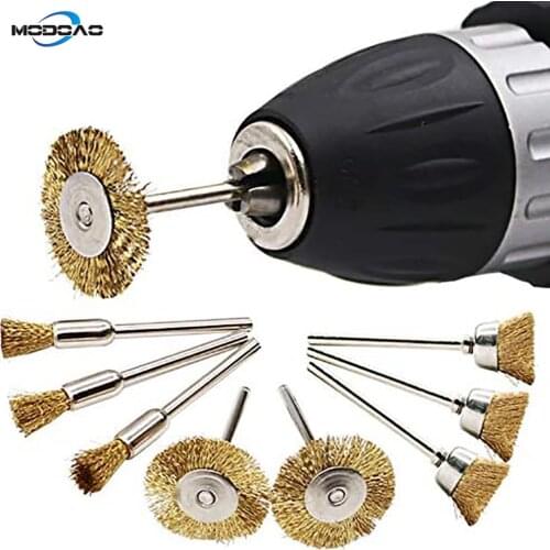 Brass Brush Wire Wheel Brushes Die Grinder Rotary Electric Tool for Engraver Pen-Shape Bowl-Shape T-Shape Brushes Set Kit