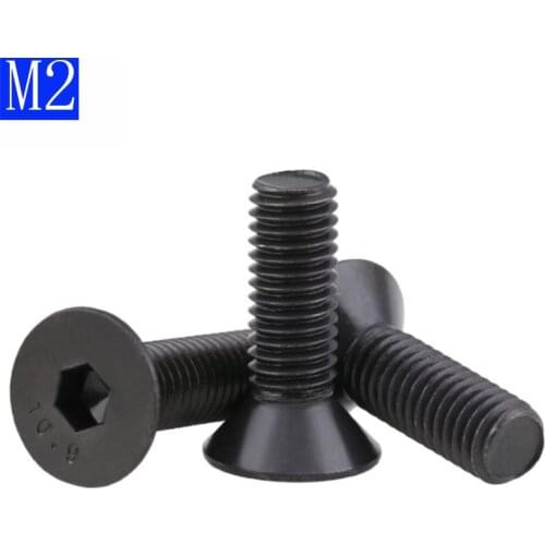 M2 - 0.4 2mm DIN7991 Black 10.9 Class Alloy Steel Hex Socket Countersunk Head Screw Flat Hex Socket bolts DIN 7991