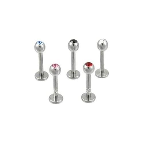 New Arrival Labret Ring Lip Piercing Labret Bar Earring Stud Fashion Jewelry 100pcs/lot Free Shipping 16G 5colors