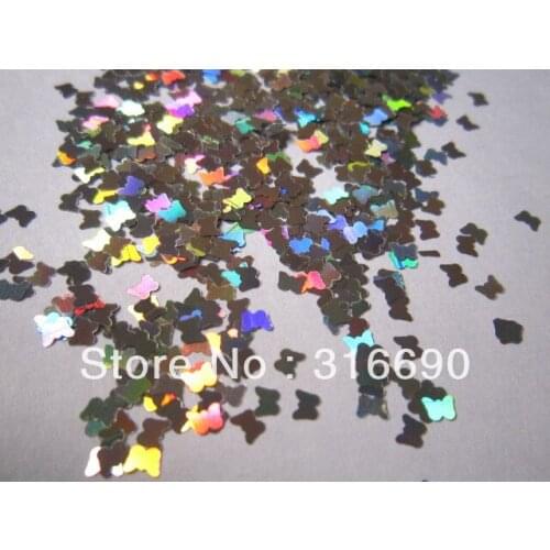 New arrival very cute Laser Silver Butterfly Glitter spangles Paillette Decoration for Nail Art 30g/bag