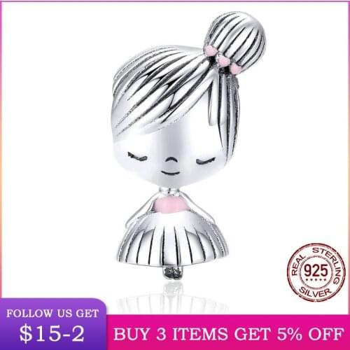 LByzHan Genuine 925 Sterling Silver Boy and Girl Charm for Original Silver 925 Bracelet Metal Beads Valentine Gifts SCC1335