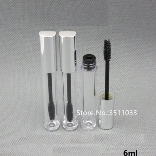 6ML 20pcs 30pcs 50pcs Clear Plastic Empty Round Mascara Container Tube DIY Professional Cosmetic Mascara Tube Silver Gold Cap