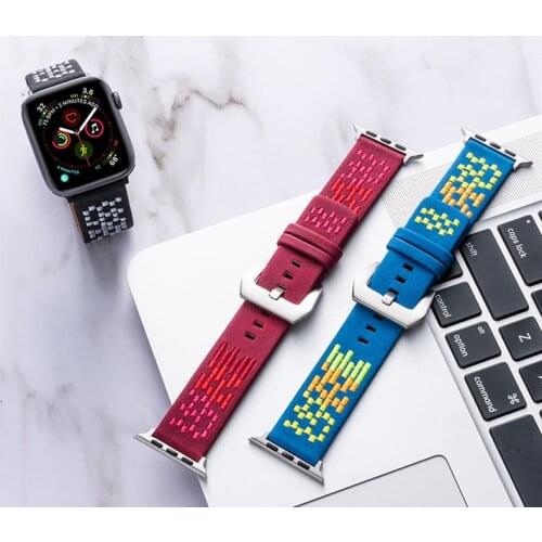 42 44mm Genuine Leather Straps for Apple Watch 6 SE Band 38 40mm Man Unisex for Iwatch Series 5 4 3 2 Bracelet Fashion
