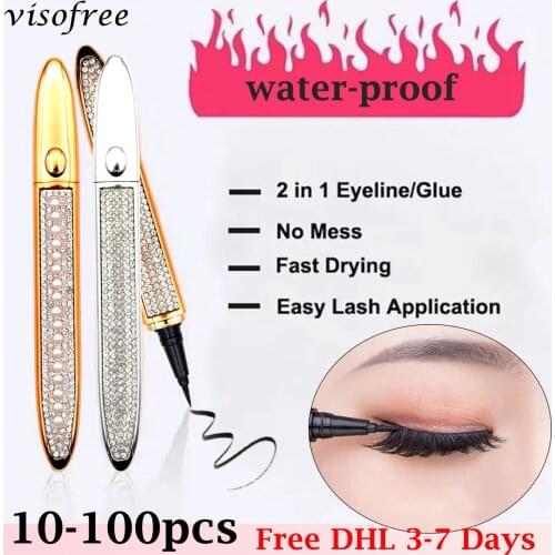 Visofree Self-adhesive Liquid Eyeliner Pencil Glue-free Magnetic-free for Eyelashes Waterproof Eye Liner Pen Makeup Cosmetic