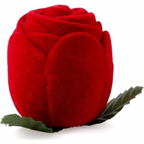 80% HOT SALES！！！Red Rose Jewelry Box Wedding Ring Gift Case Earrings Storage Display Holder