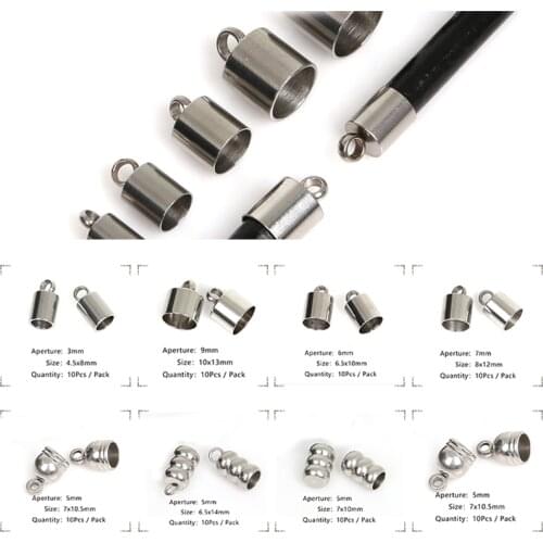 10Pcs Stainless Steel Cords Crimp End Beads Caps For Jewelry Making Bracelet Necklace Jewelry Findings Connectors DIY