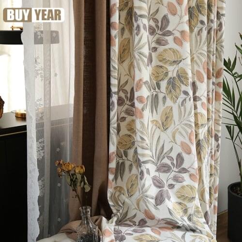 American High-grade Cotton and Linen Printing Splicing Curtains Lace Screens Curtain for Living Room Bedroom Custom Products