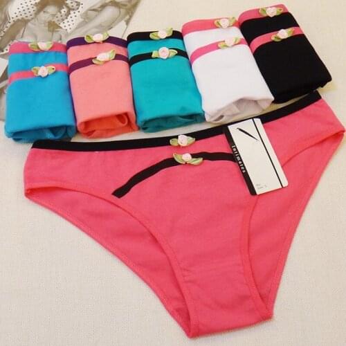 6pcs/lot Cotton womens briefs sexy low-waist panties Ladies briefs Ladies Cotton Briefs underwear M L XL