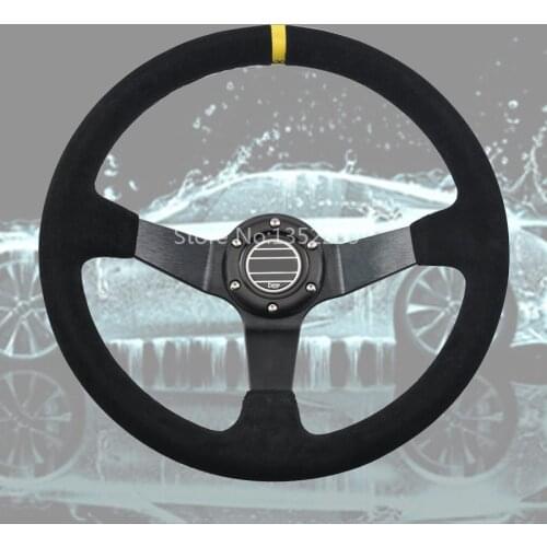 Suede Leather Drifting Racer Steering Wheel 347MM Diameter Fit For V W Au di BMW Universal