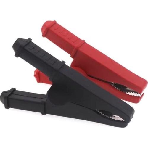2Pcs 50A Red + Black 75mm Insulated Crocodile Crocodile Car Caravan Van Battery Test Lead Clips Best Promotion Alligator Clips