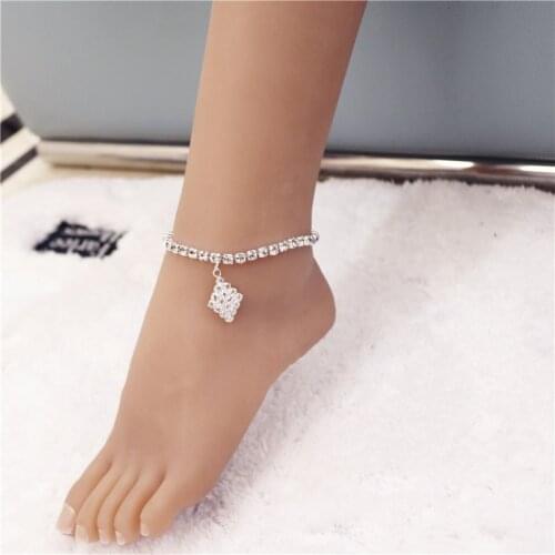 Bohemian Beads Rhinestone Anklets for Women Boho Cubic Zirconia Anklet 2021 Ankle Bracelet on Leg Anklet Jewellery Wholesale
