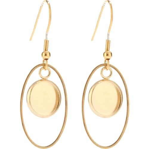 10pcs Exquisite Gold/Steel oval Stainless Steel Earrings Bases Settings Earring Blank DIY Earring Kits Bezel Earring Tray