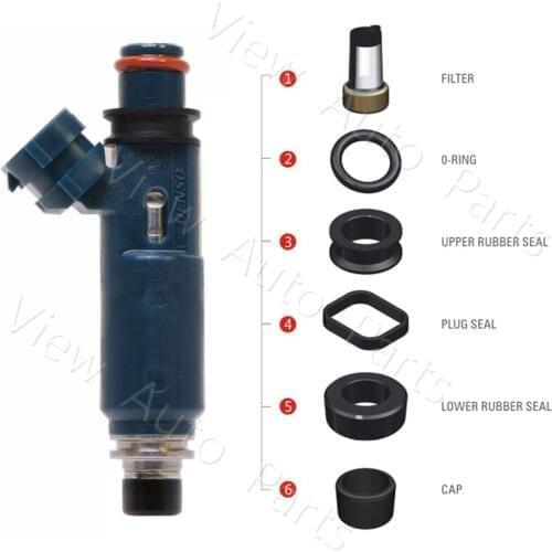 100sets Fuel Injector Repair Kits For LEXUS TOYOTA V8 4.7L OEM 232090F010 micro Filter Rubber Seal Orings Plastic Cap VD-RK-0202