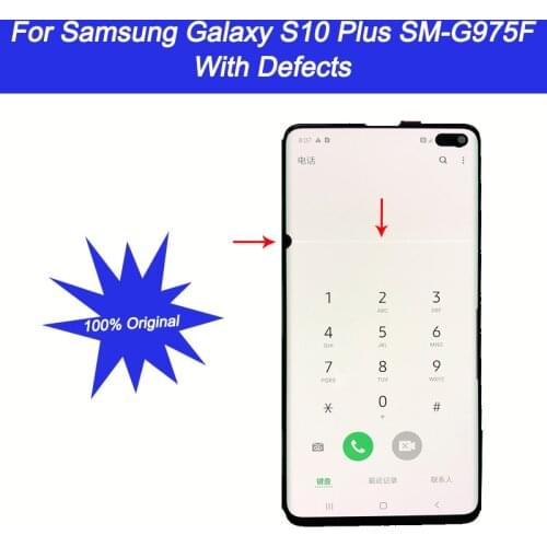 100% Original 6.4'' AMOLED for SAMSUNG Galaxy S10 Plus LCD Display Touch Screen With Frame Digitizer Replacement With Dot Line