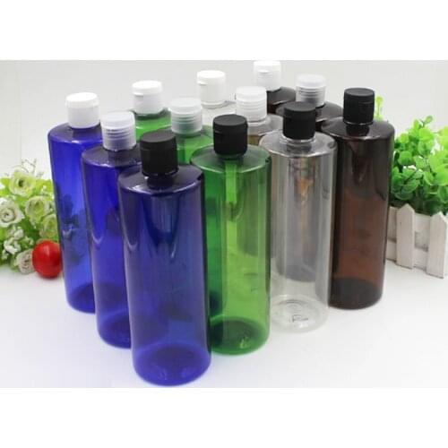 2/10pcs 500ml Plastic Empty Transparent PET Bottle with Flip Cover Cap 500cc Cosmetic Refillable Sub bottling Package Conatainer