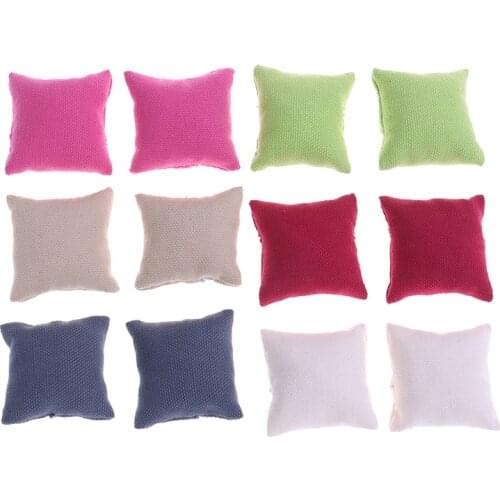 1/12 Newest Pillow Cushions For Sofa Couch Bed Dollhouse Miniature Furniture Toys Without Sofa Chair 2Pcs/lot