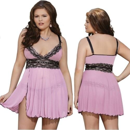 2017 New Elastic plus size S-6XL lace Sexy lingerie costume women nighty lady chemise erotic dress G-string sleepwear nightgown