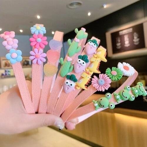 3pcs/set Korean Style New Items 2021 for Children Hair Accessories Bunny Frog Dinosaur Flower Cartoon Kawaii Headband Girls