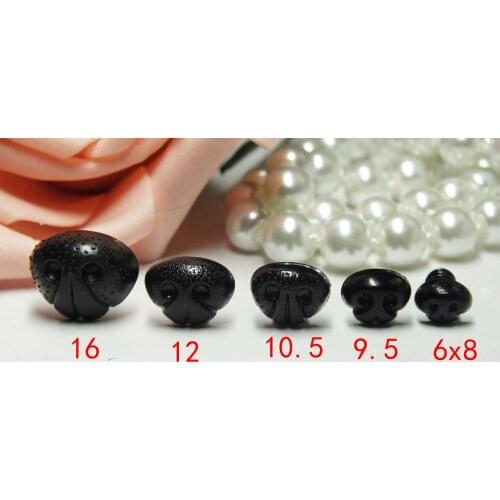 30Sets Plastic Black Toy Dog Nose For Ornament Cute Nose For Dolls DIY --mixed size