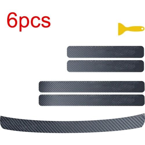 Universal 6pcs Car Anti-Scratch Bumper Protector Trim Carbon Fiber Style Car Sticker
