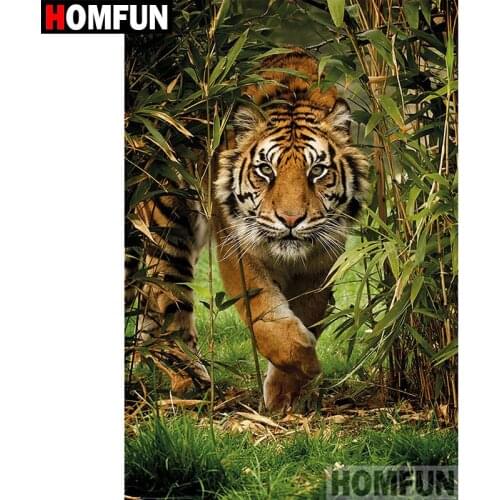 HOMFUN 5D DIY Diamond Painting Full Square/Round Drill "Animal tiger" Embroidery Cross Stitch gift Home Decor Gift A09470