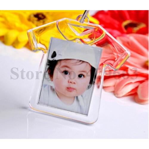 Free shipping 35pcs/lot Clothes Shaped Transparent Blank Insert Photo Picture Frame Key Ring Split keychain