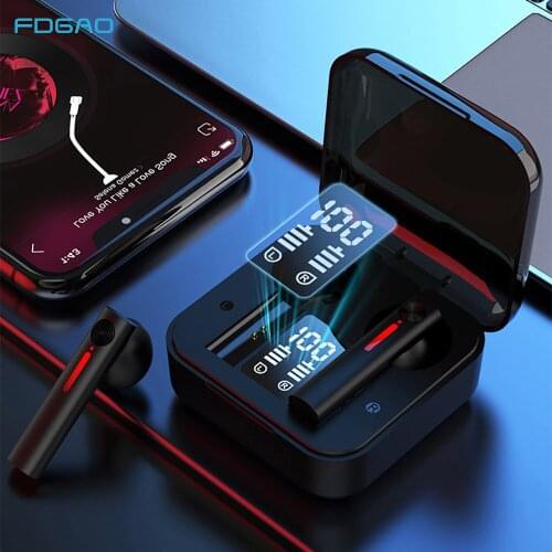 FDGAO New Mini Wireless for Earphone V5.0 TWS Wireless Headphone LED Display Intelligent noise reduction Sport Headsets Earbuds