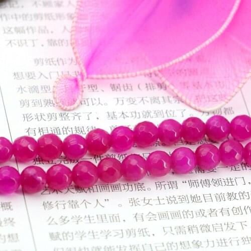 Faceted rose red chalcedony 6mm round loose beads 15",fit women DIY fashion bracelet necklace jewelry gift