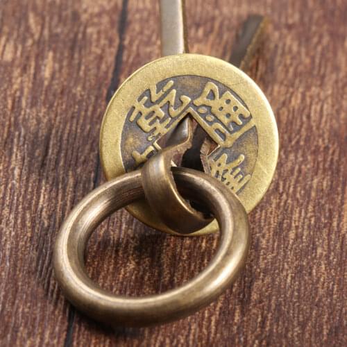 Chinese Antique Handles Vintage Copper Coin Ring Knobs Drawer Cabinet Door Kitchen Handles Pull Small Washer 23mm Ring 25mm