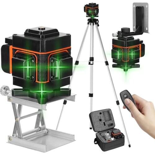 KKmoon 3D 12 Lines Green Laser Level 360 Self-leveling Level Tool with 1.5M Heights Adjustable Alloy Extension Bar Tripod Stand