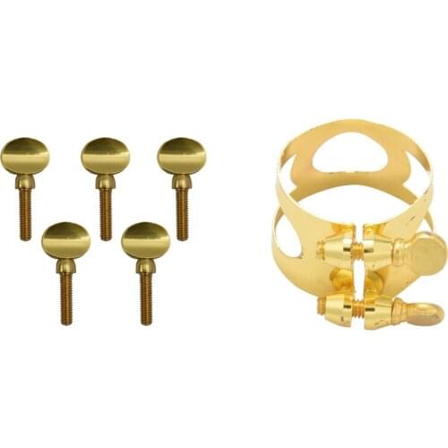 5 Pcs Gold Copper Clarinet Saxophone Sax Neck Tightening Screws & 1 Pcs Tener Saxophone Mouthpiece