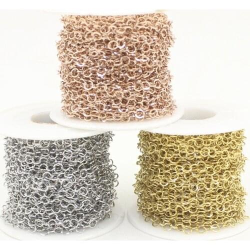 10yard 3/4/5mm Stainless Steel Round Circle Chains Never Fade Bulk Rolo Link Chains Fit DIY Handmade Necklace Bracelet Making