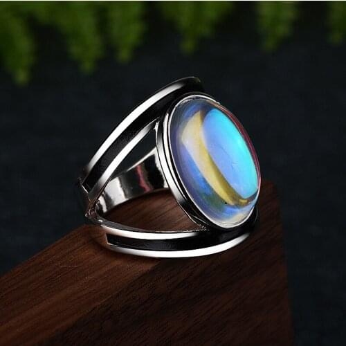 Fashionable hollowed-out opal Moonstone double ring glamour girl top jewelry Christmas exquisite gift Girl/Lady/Womens Ring