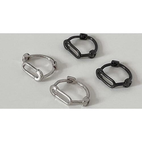 Trendy Jewelry Metal Earring Personality Hip Hop Black And Silvery Plating Small Earrings For Women Gifts