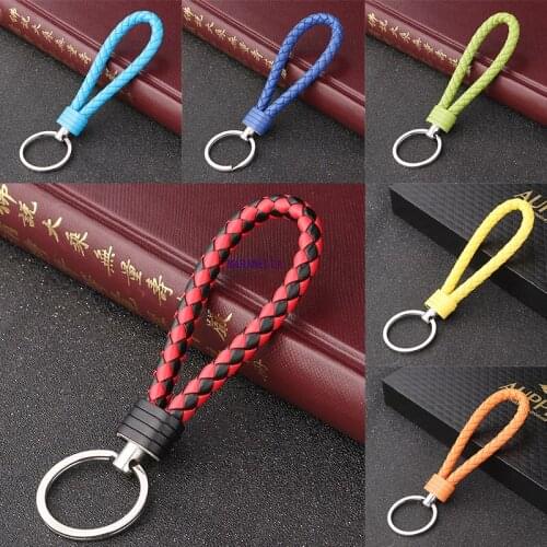 Fashion Handmade Metal Leather Braided Rope Wall Pants Keychain DIY Pendant Key Chain Car Key Ring Men Women Friends Accessories
