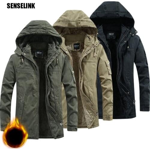 2021 New Men Cotton Winter Jacket Padded Mid-length Warm Outwear Snow Coats Windbreaker Multi-pocket Brand Jacket Men Parka