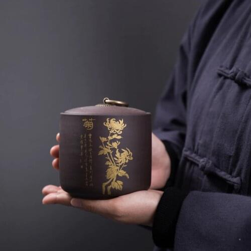 Small Purple Clay Tea Jar Portable Mini Ceramic Jar Traditional Tea Pot Kitchen Storage Quality Sealed Storage Bottles & Jars