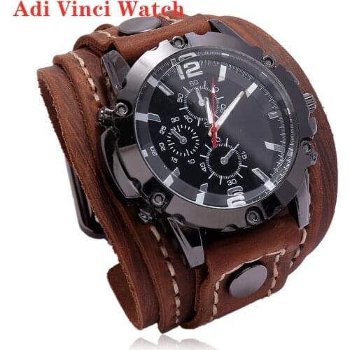 New jewelry vintage hand stitched leather watch European and American cross-border supply exaggerated mens leather bracelet