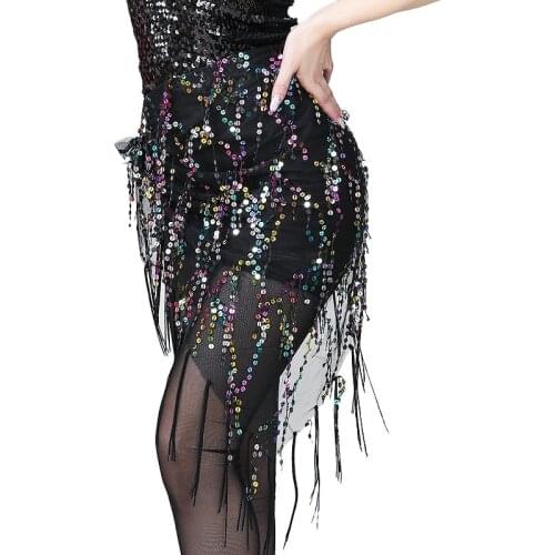 Women Belly Dance Hip Shawl Lesson Wear Sequins Triangle Hip Scarf Belly Dance Costume Accessories Women Bellydance Belt Shawl