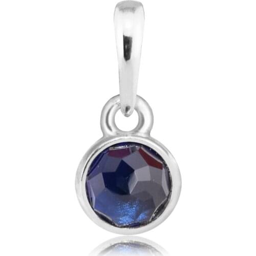 Fits for Pandora Bracelets September Droplet Charms with Sapphire 925 Sterling Silver Beads Jewelry Free Shipping