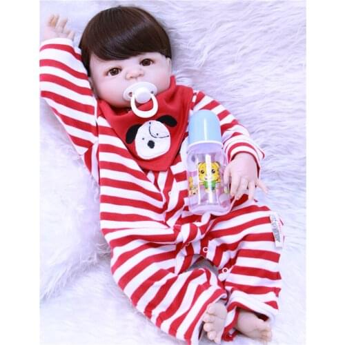 23"57cm Full silicone Reborn Baby boy Doll Bebe Realistic modeling bathe lifelike Toys collectible Doll Childrens Day Gifts