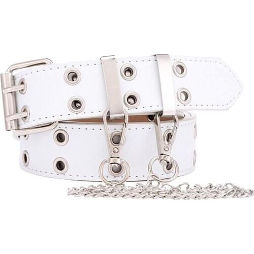 Women PU Leather Belt For Jeans Female Punk Fashion Trousers Pin Willow Nail Waist Full Grommet Belts Men 110