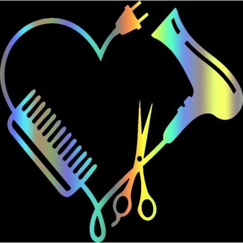 S51155 Various Sizes/Colors Car Stickers Vinyl Decal Hair Stylist Heart Comb Scissor Dryer Motorcycle Decorative Waterproof