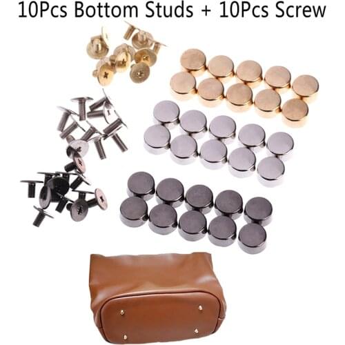10sets DIY Wear Protection Bag Bottom Studs Rivets Leather Buttons Screw For Bags Hardware Belt Accessories For Bag Feet Screw